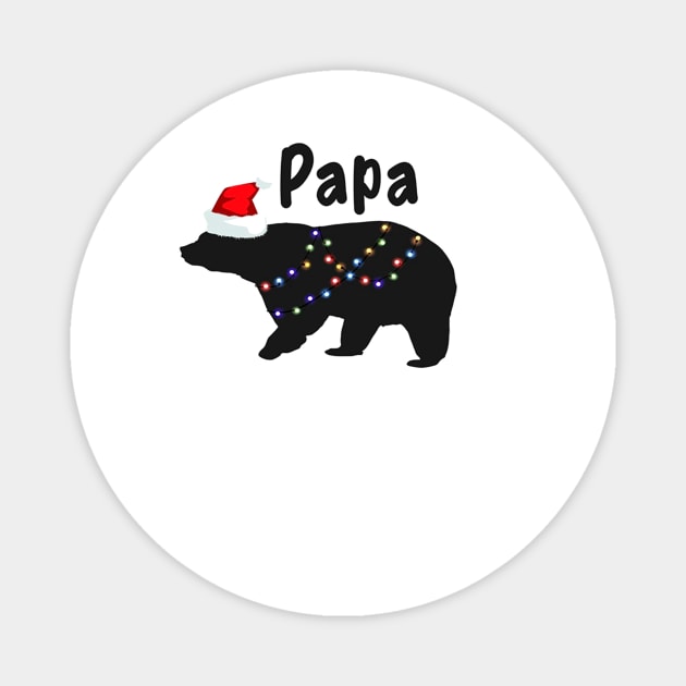 Papa Bear Shirt Christmas Pajamas Matching Santa Hat Lights Magnet by adrinalanmaji